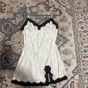 Victoria's Secret White Dress with Black Lace Trim